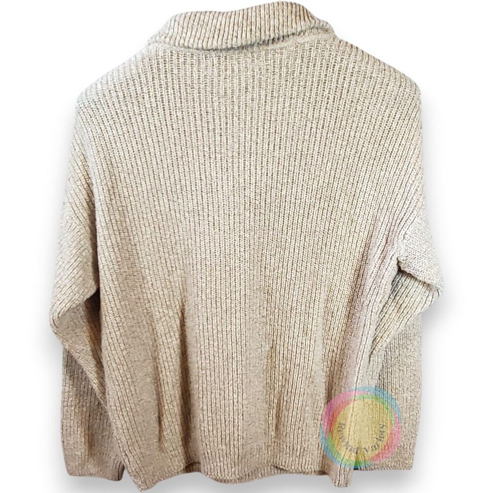 Vintage 90s Eddie Bauer Made in USA Quarter Zip Ribbed Sweater M - Picture 2 of 9